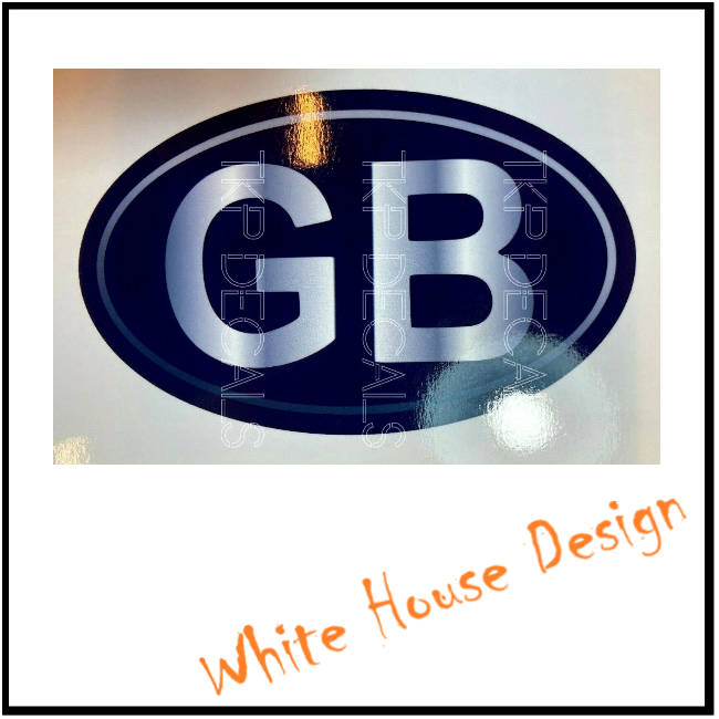 GB. Vintage GB sign Black / silver. DECAL. Sticker. Classic car,