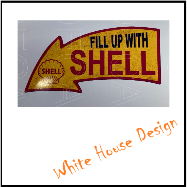 Vintage Shell style STICKER DECAL , Camper, car bike. toolbox, garage.