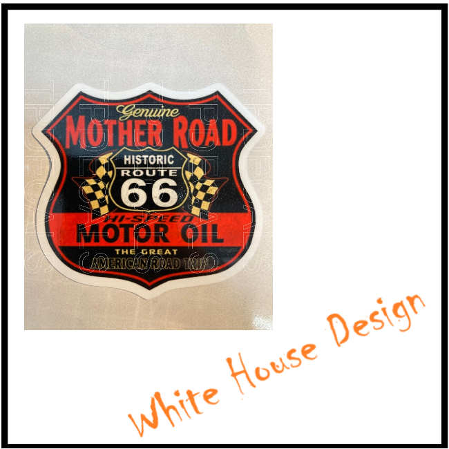 Vintage route 66 sticker, motor oil, garage  man cave.