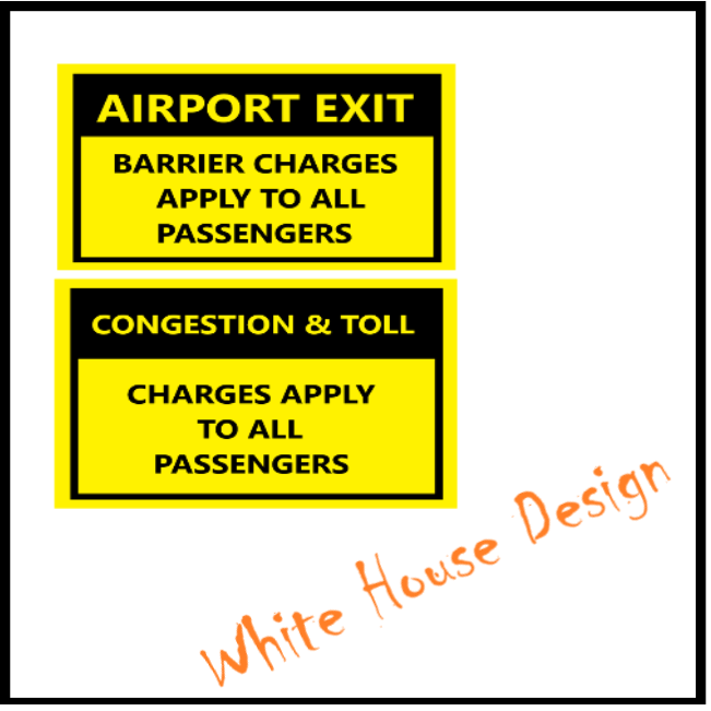 Taxi Airport charges STICKER barrier / Congestion & Toll charges warning, stickers , taxi cab