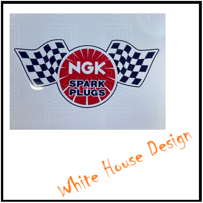 Vintage NGK style STICKER DECAL , car bike. toolbox, garage.