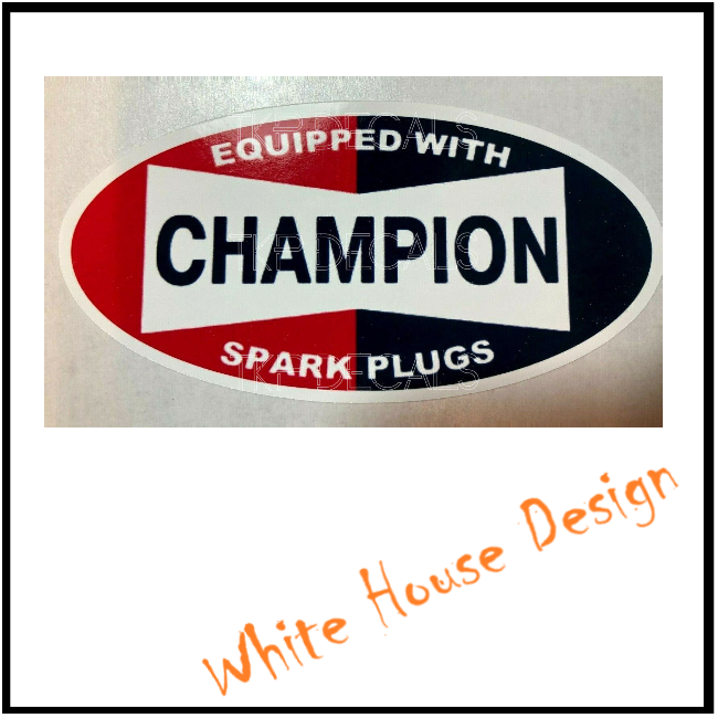 Vintage Champion stlye STICKER DECAL , Camper, car bike. toolbox, garage.