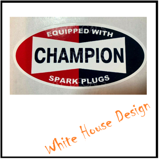 Vintage Champion stlye STICKER DECAL , Camper, car bike. toolbox, garage.