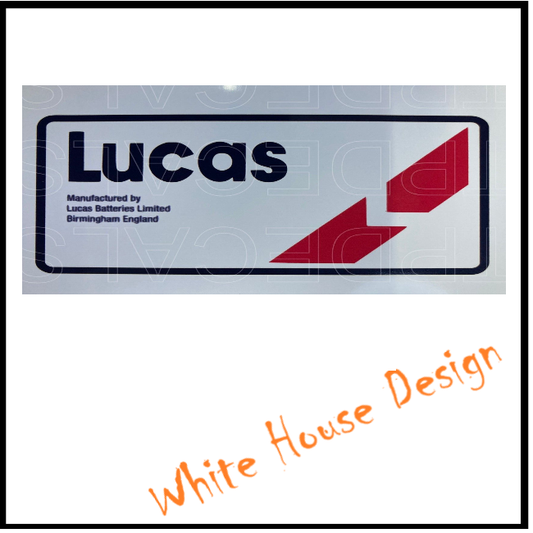 Vintage Lucas battery sticker, decal. Restoration decal.