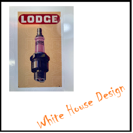 Vintage Lodge spark plugs STICKER DECAL , Camper, car bike. toolbox, garage.