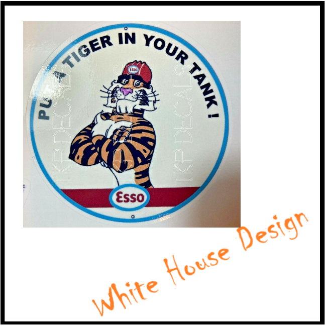 VINTAGE, ESSO Tiger. STICKER DECAL , Camper, car bike. toolbox, 4 x 4 .