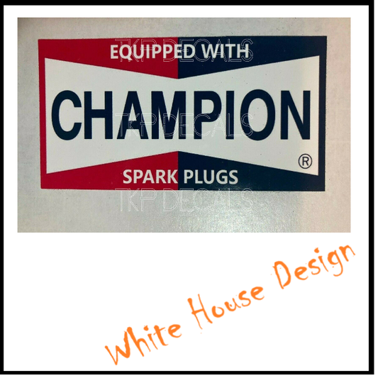 Vintage Champion style STICKER DECAL , Camper, car bike. toolbox, garage.