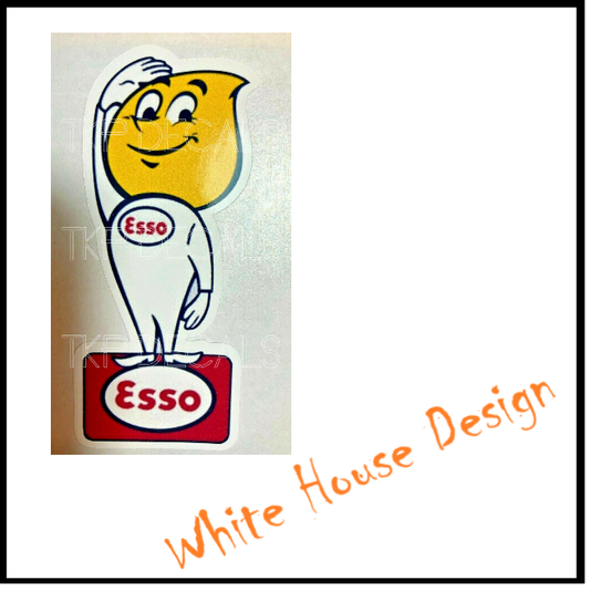 Esso style, Vintage, STICKER DECAL, Camper, car bike. toolbox, man cave garage.