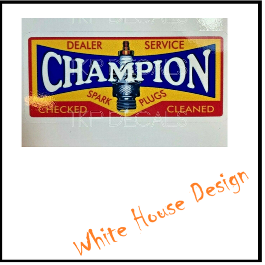 Vintage Champion style STICKER DECAL , Camper, car toolbox, man cave, garage.