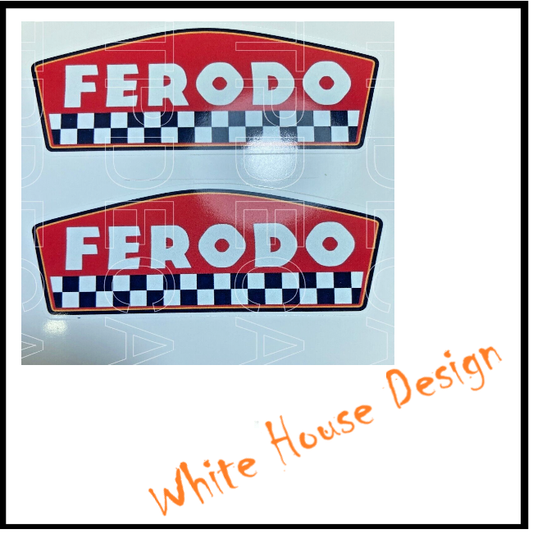 Vintage Ferodo STICKERS DECALS , car bike. toolbox, garage. x2.