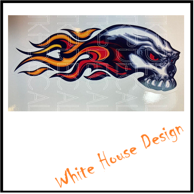 Skull Flames  CHOPPER Motorcycle Decal, Camper, Car Bike.Toolbox.Man cave.Garage