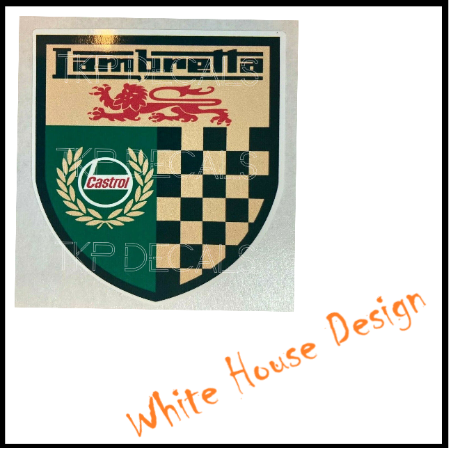 Vintage style Castrol Lambretta, sticker, car, toolbox, motorbike, garage,