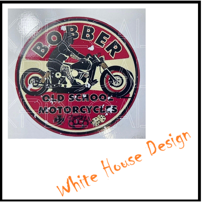 Vintage bobber bike STICKER, DECAL, Camper, Car, Bike. Toolbox,