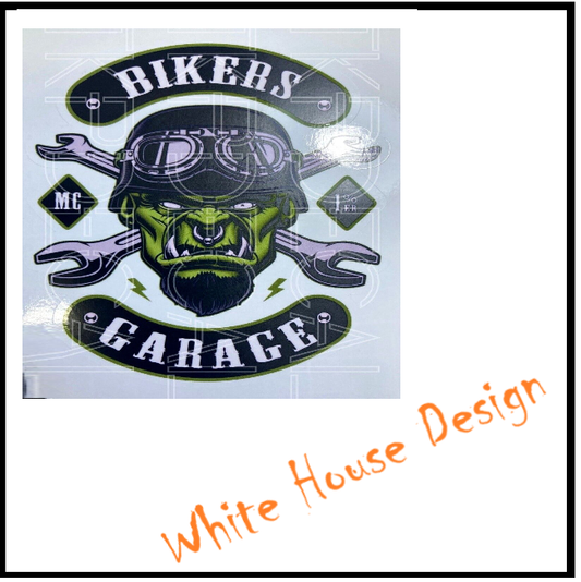 Bikers garage sticker Camper, Car, Bike. Toolbox,