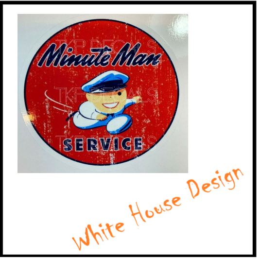 Vintage, Minute Man Garage , sticker, car, toolbox, motorbike, garage,