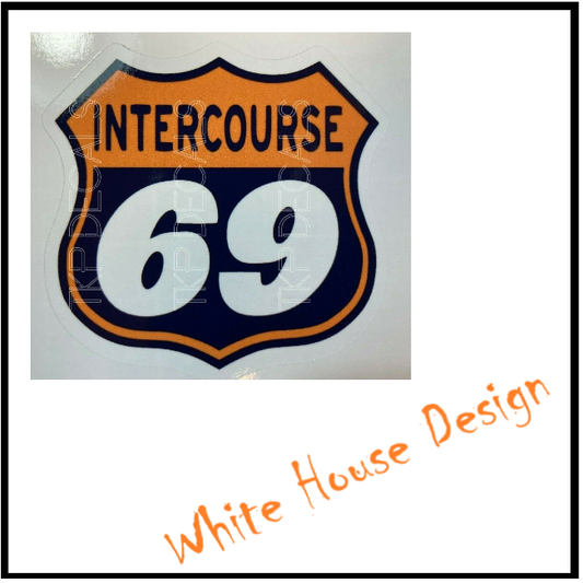 Intercourse, route 66. funny sticker, Decal, Cool , Camper, car bike. Toolbox,