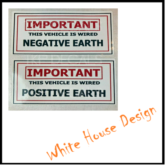 Battery negative / positive sticker, classic car, you choose +/- . x2 decals