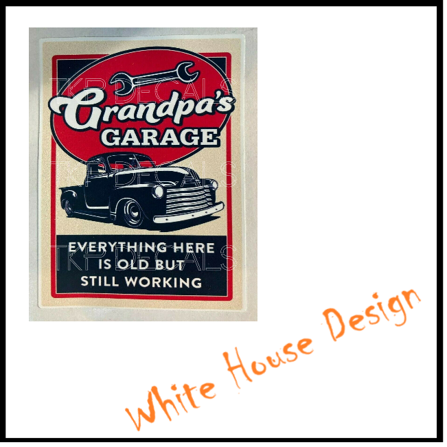 Grandpa`s Garage, Vintage sticker, , toolbox, man cave, garage decal etc.