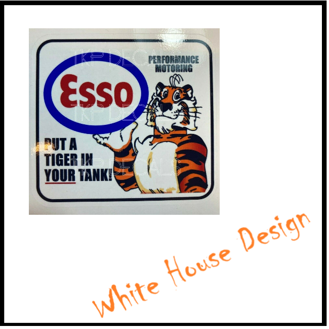 ESSO Tiger style. VINTAGE, STICKER DECAL , Camper, car bike. toolbox, 4 x 4 .