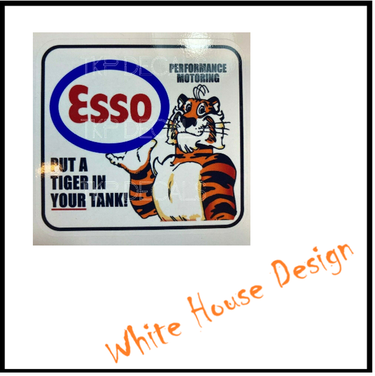 ESSO Tiger style. VINTAGE, STICKER DECAL , Camper, car bike. toolbox, 4 x 4 .