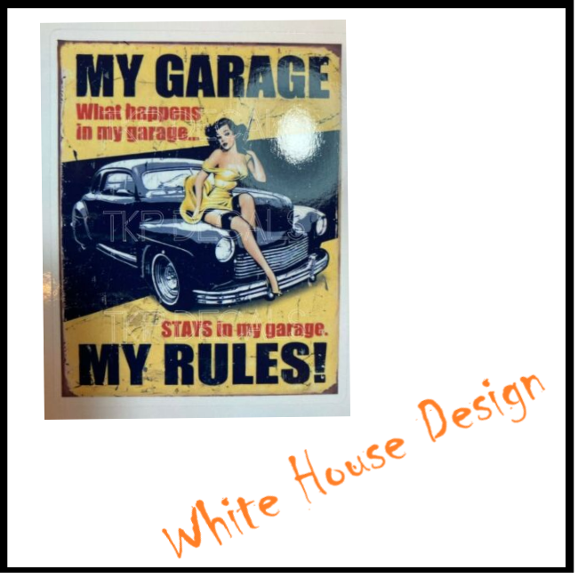 My Garage My Rules funny sticker sign.