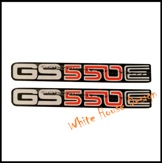 GS550E Side Panel Badges / Decals. Red / Silver