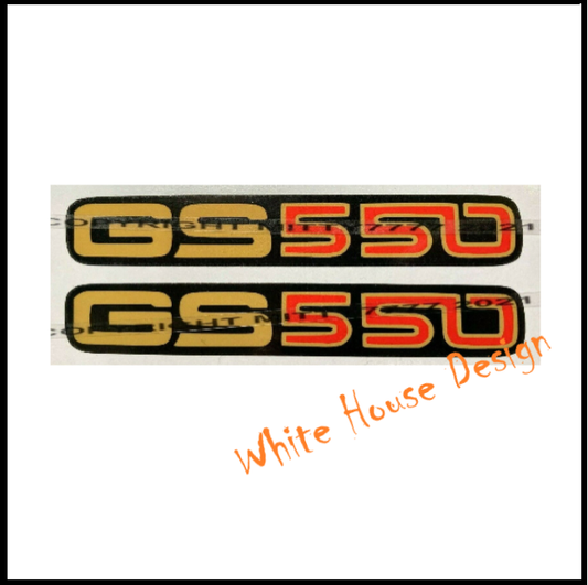 GS550 Side Panel Badges / Decals. Red / Gold