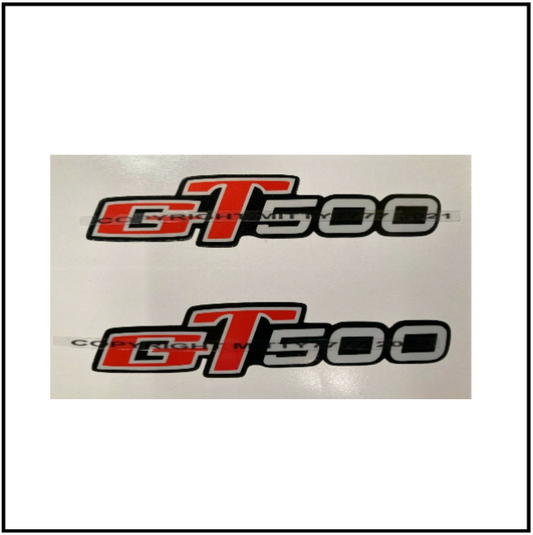 GT500 Side Panel Badges / Decals. Red / Silver