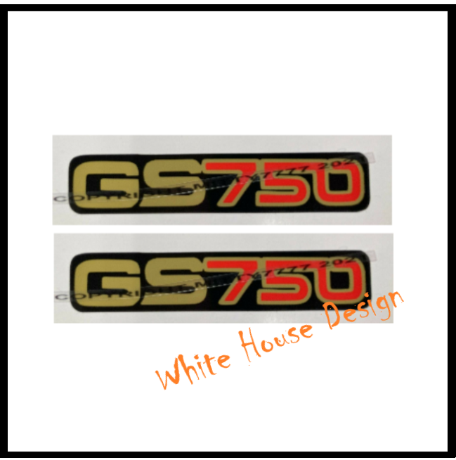 GS750  Side Panel Badges / Decals. Red / Gold