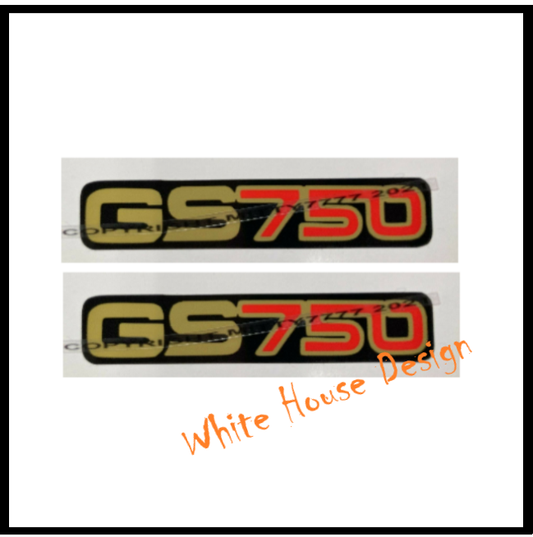 GS750  Side Panel Badges / Decals. Red / Gold