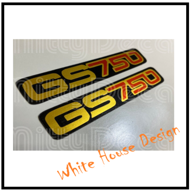 GS750 Side Panel Decals Red Gold