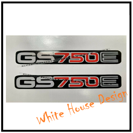 GS750E Side Panel Decals Red Silver