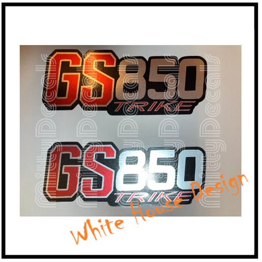 GS850 Trike Side Panel Decals Silver Black.