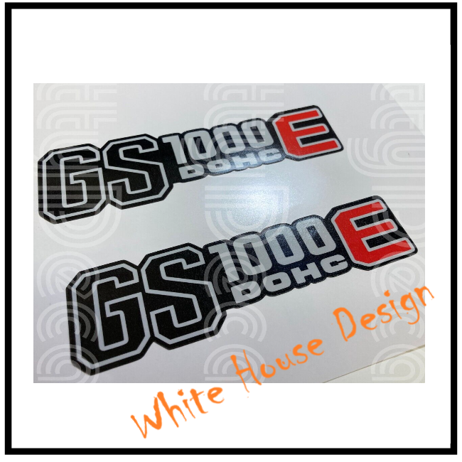 GS1000E Side Panel Decals Silver Red