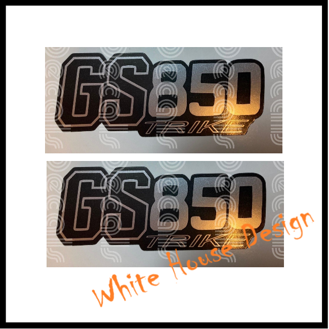 GS850 Trike Side Panel Decals Silver Black.