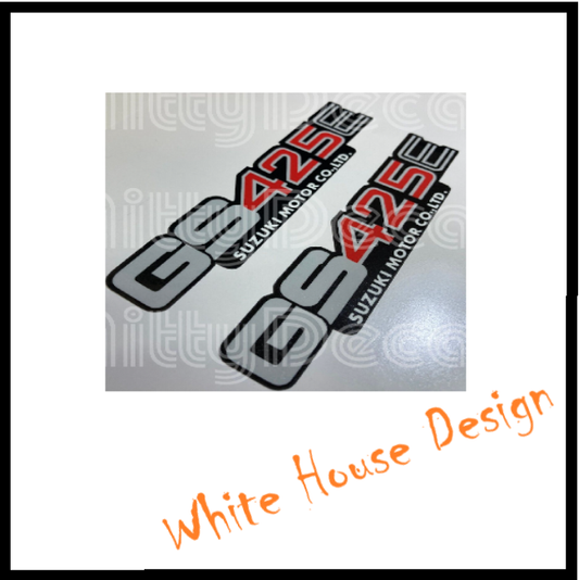 GS425E Side Panel Decals Red, Silver.