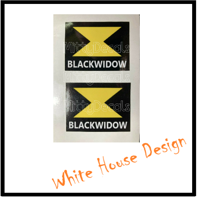 Black Widow Exhaust Decal (car /bike) x2.